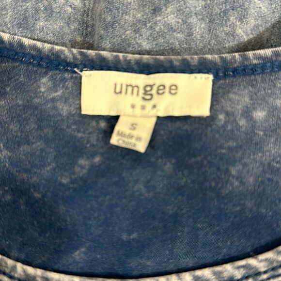 Umgee Blue Tie Dye 3/4 Sleeve Hi-Low Tunic Top Size S - Picture 5 of 8